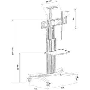 Trak Mobile TV Stand Cart T13 Dimensions